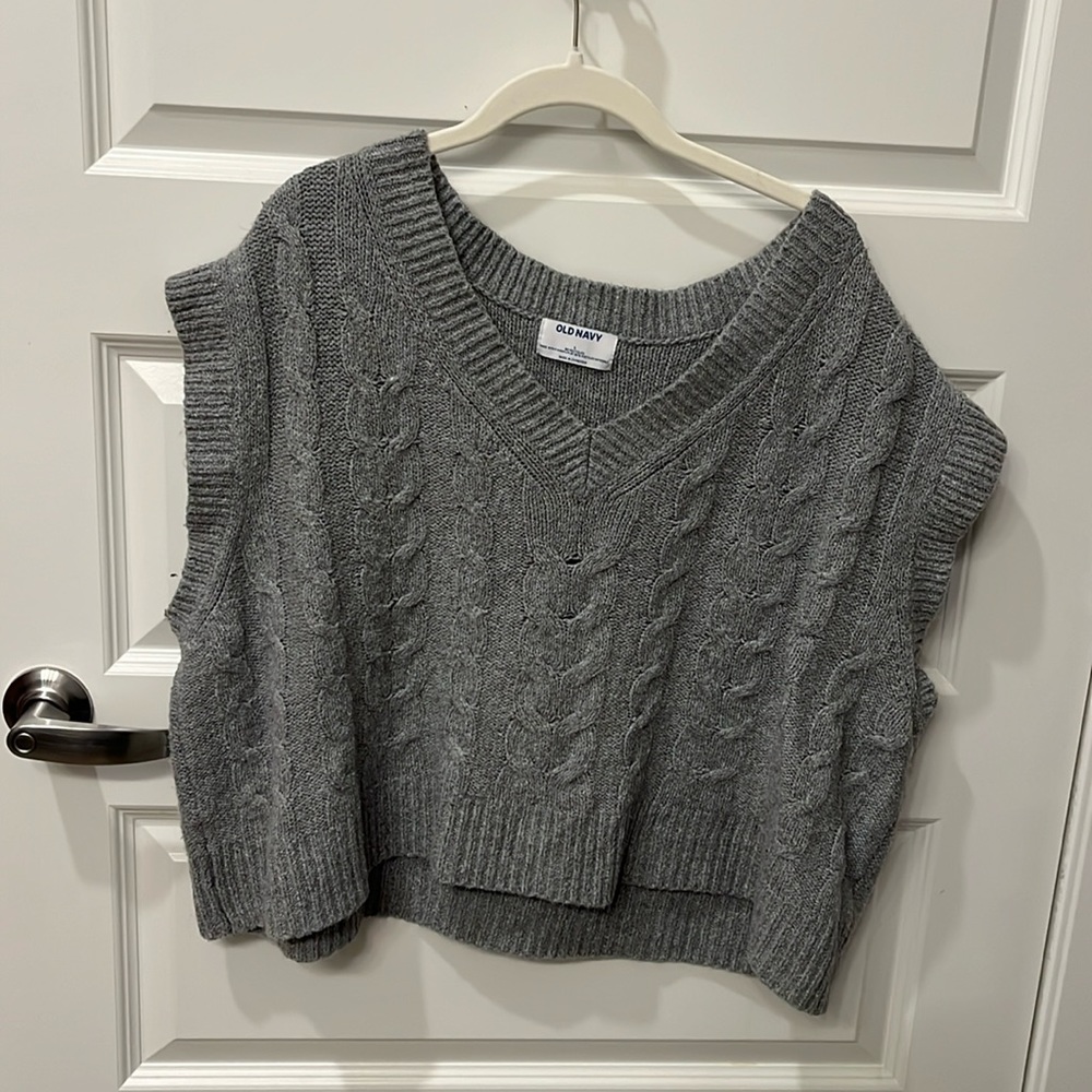 Cropped, Gray Old Navy Sweater Vest